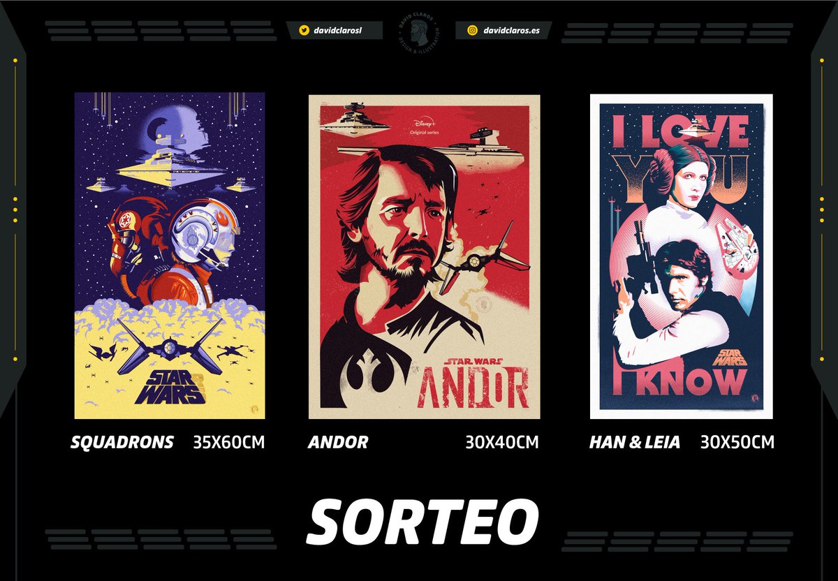 claronauta's tweet photo. ¡SORTEO 3 PÓSTERS #Starwars!

Impresión premium "Matt Fibre" (Vamos, en calidad👌) 

Para participar, muy fácil y nada nuevo:

🔥 1.  Seguir mi cuenta en twitter @davidclarosl 
🔥 2.RT este tweet.

Ganador en 7 días. Solo España.

¿Te apuntas? https://t.co/VF5c5XqeGd