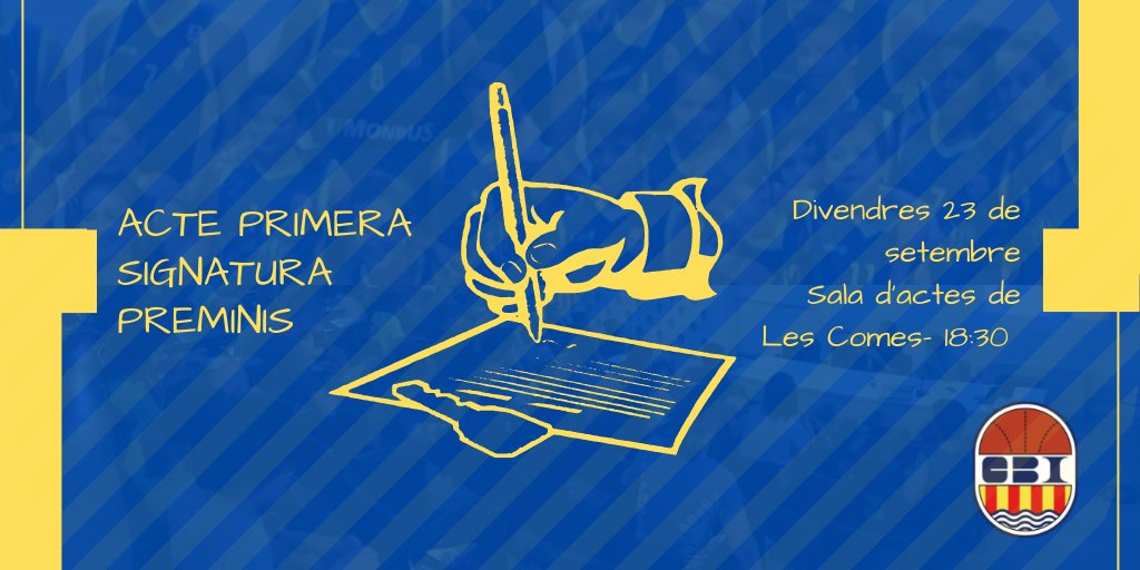 CBIgualada's tweet photo. 💥ACTE PRIMERA SIGNATURA
📆 Divendres 23 de setembre
📍 Les Comes
Aquest divendres, a les 18:30, tindrà lloc l'acte de la 1A SIGNATURA en el qual els nens i nenes de premini que s'incorporen al club rebran la benvinguda.
@esportigualada
#femcbi #fembasquet #fembase https://t.co/XfUjqwpq1q