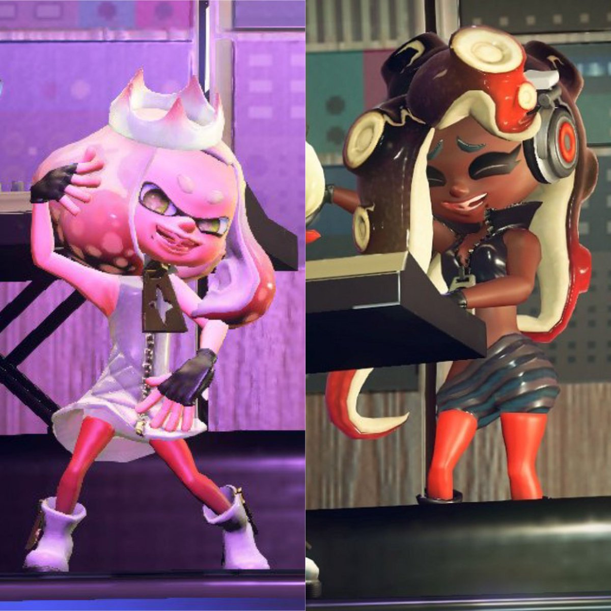 diffidentDennis's tweet image. The Squid Sisters &amp;amp; Off the Hook in different colors! #Splatoon #Splatfest
Thread 🧵 
Red ♥️