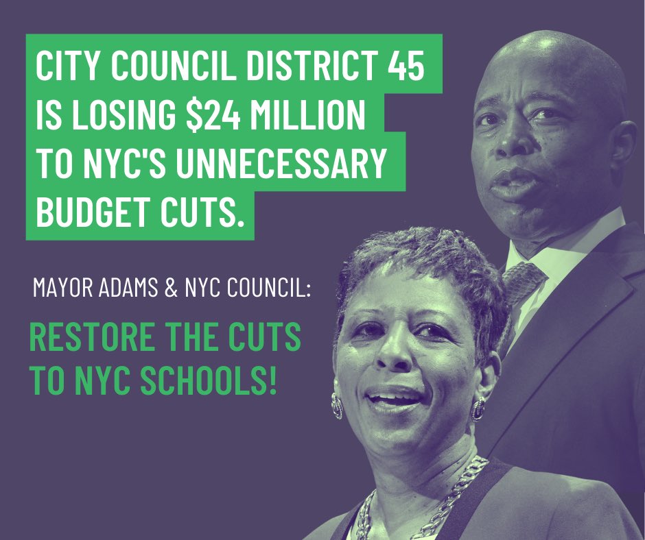 PaulleeWR's tweet photo. Under the NYC budget, @NYCMayor Eric Adams &amp; the @NYCCouncil are cutting $24M from schools in my neighborhood. NYC has the money to fund all our public schools, but our leaders are choosing not to. @CMFarahLouis and city council: We demand you #RestoreTheCuts! https://t.co/0F1eUHo4ap