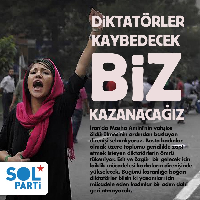 solpartibilgi's tweet photo. Diktatörler kaybedecek
Biz kazanacağız

#Masha_Amini #IranProtests https://t.co/ZrjEqFvl0w