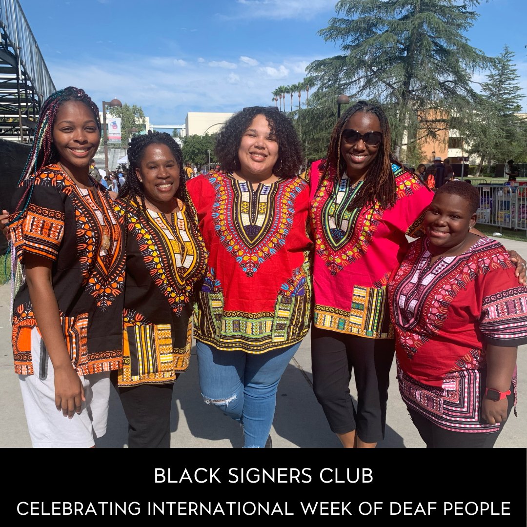 EisnerEducation's tweet photo. The theme for International Week of Deaf People is building inclusive communities for all. CSUN Black Signers Club are champions of building inclusive communities for all! Learn more about the Black Signers Club (link on Linktree)
#IWDP https://t.co/4CX6c7L414
