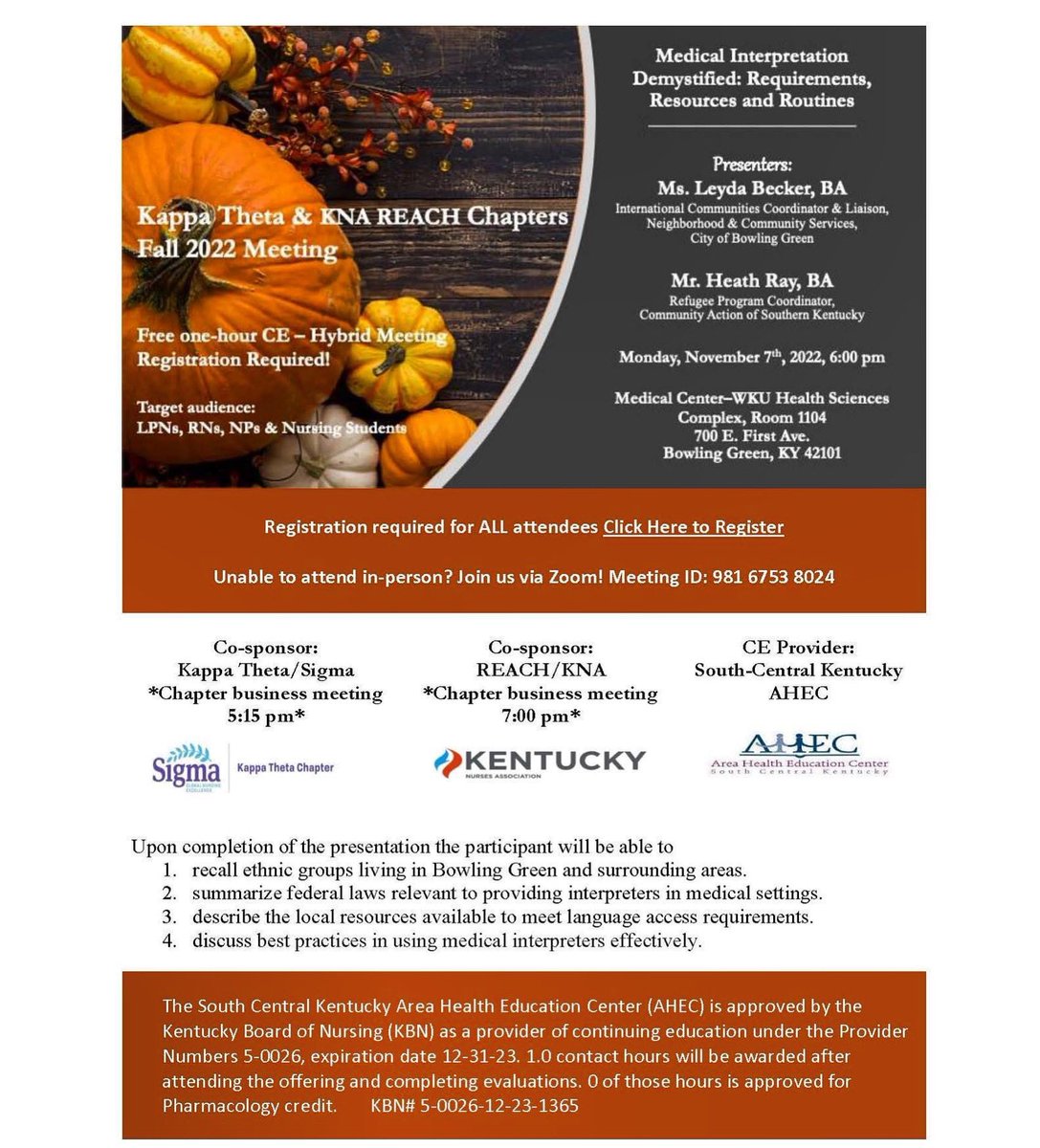 Please make plans to attend our Fall Meeting on November 7th at 6:00 pm! Click here to register: docs.google.com/forms/d/e/1FAI…