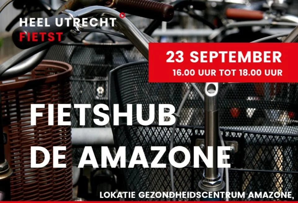 Feestje: vrijdag 23 sept om 16:00 uur openen we de 2e #fietshub in Overvecht, bij het gezondheidscentrum Amazonedreef 41. De fietshub heeft voor alle bewoners informatie over fietsen, fietstochten, deelfietsen, fietsdeals, fietsreparaties en fietslessen. gezondheidscentrumdeamazone.nl/fietshub-de-am…