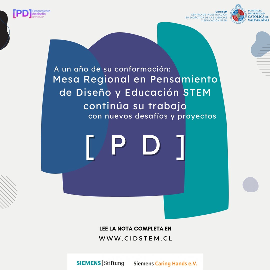 La Mesa Regional en Pensamiento de Diseño y Educación STEM viene realizando un trabajo continuo desde el 2021👏Uno de los proyectos más reciente es la creación y diseño de un podcast que pronto será publicado🤭Lee los testimonios de las/os participantes: cidstem.cl🌐