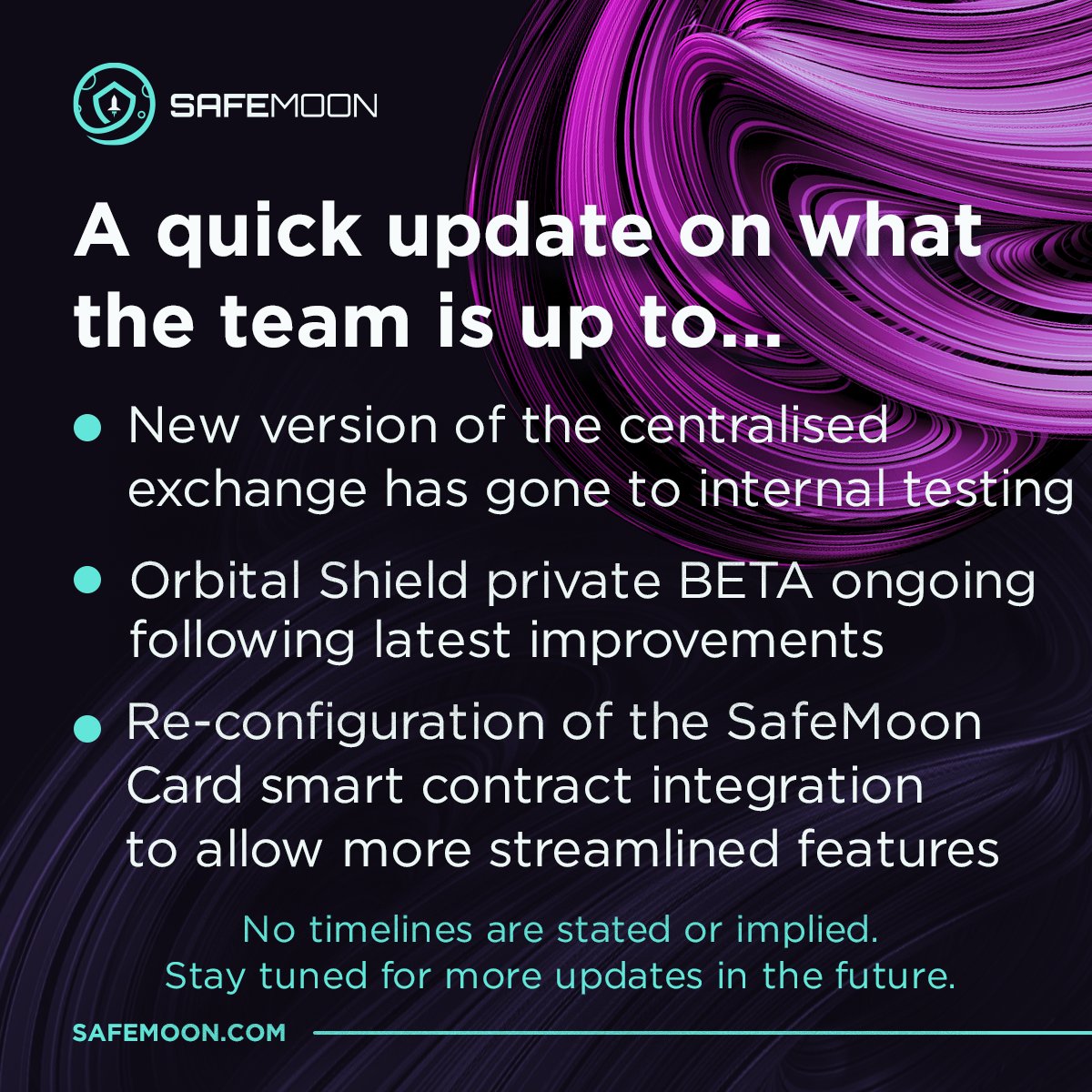 safemoon's tweet image. We appreciate that you're hungry for updates about what we're up to here at #SAFEMOON! 🧑‍🍳

While we are not yet ready to go into details, we thought you might value at least high level summaries of notable activities. 🎉

If you like this we may do it more! 📢

Let us know! 💌