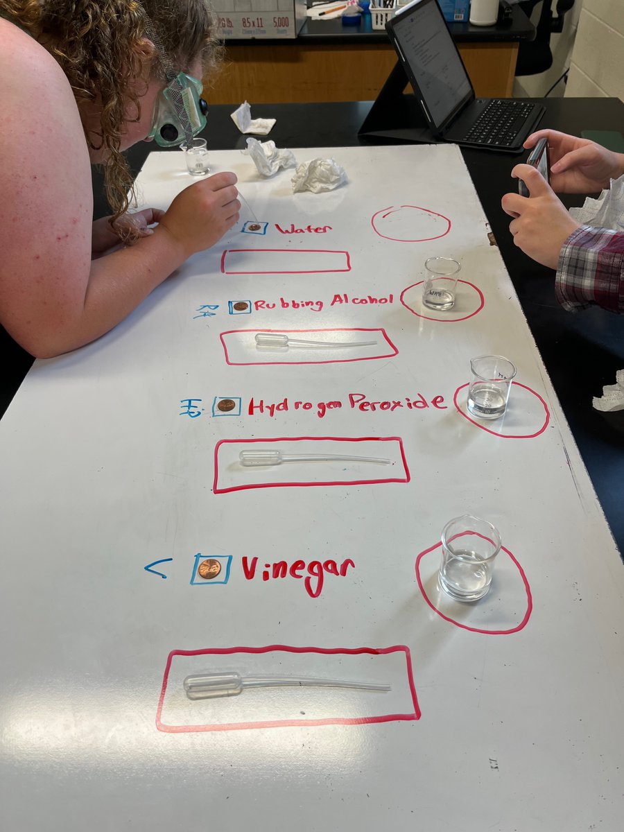 MadeiraScience's tweet photo. Students in Ms. Freeman's AP Bio class conducted their "Drops on a Penny" lab in order to make specific observations about water tension #MadeiraScience https://t.co/RwrAFXBRwd