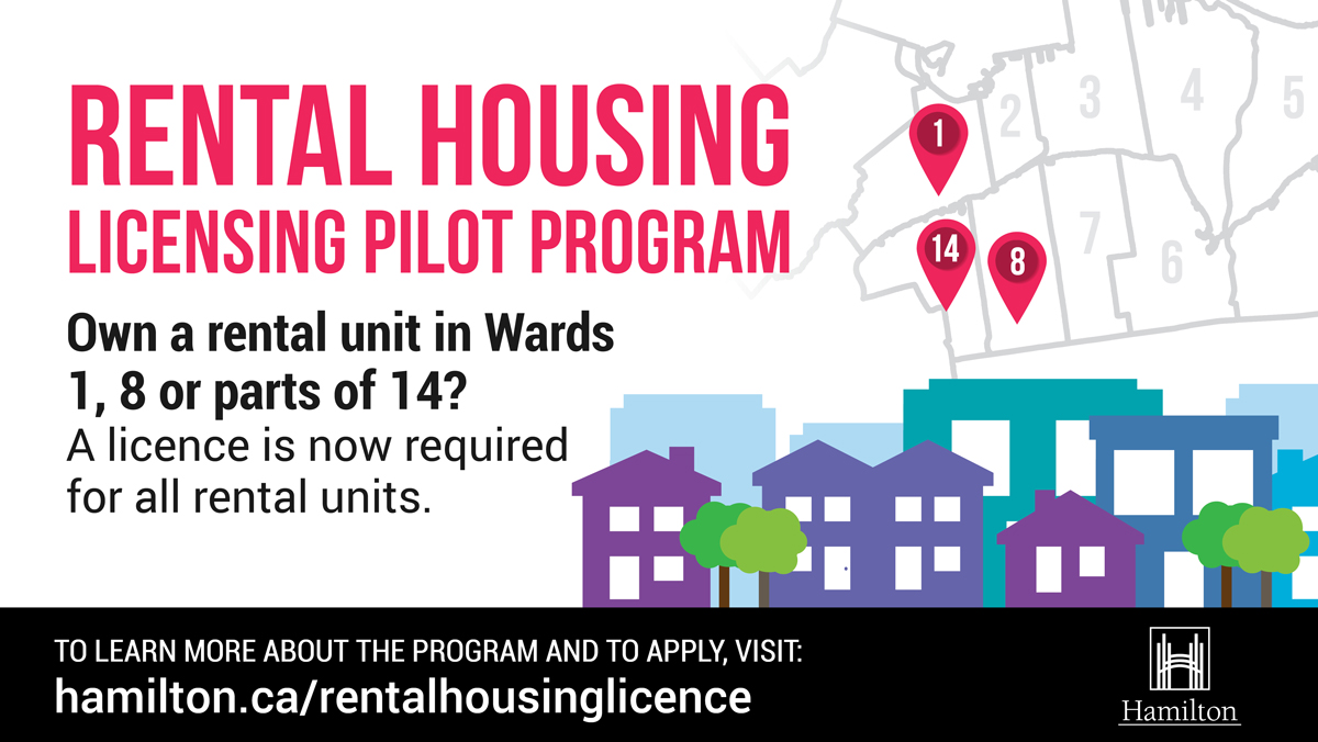cityofhamilton's tweet photo. Own a rental property in Wards 1, 8 and parts of 14 with four or fewer rental units? You are now required to apply for a licence for each rented unit. Requirements, supporting documents, applicable fees and process, are located on the City’s website: https://t.co/OxyhANxpLE https://t.co/U8h41qNiUm