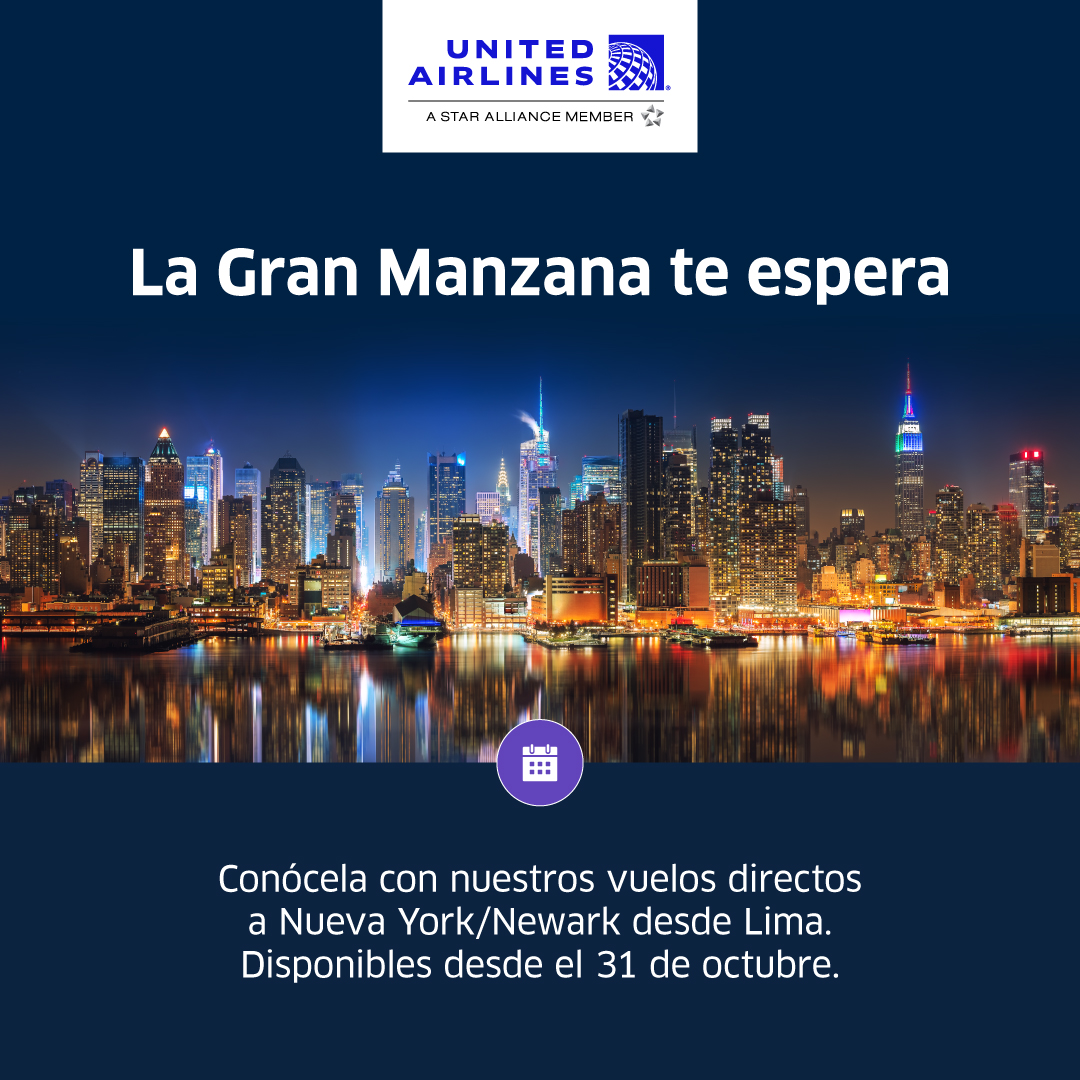 TSecurity_Pe's tweet photo. Desde el 31 de octubre, United Airlines retomará su vuelo directo y sin escalas, Lima (LIM) – Nueva York/Newark (EWR).

Contacta a tu ejecutivo/a de viajes o escríbenos a travelbtc@travelsecurity.pe para mayor información.

#TravelSecurityPeru #SaberViajar #ViajeSecurity https://t.co/i3zaRXKcwD