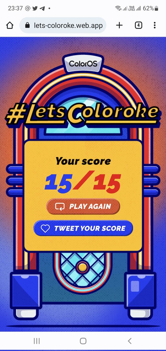 MintYakiMix's tweet photo. @colorosglobal @Spotify Wow this is real Fun🤩🥳 it took so many chances to complete finally i did it. My score in the Jukebox Karaoke Challenge 15/15

Thank you @colorosglobal for conducting this challenge. Good luck to all.

#LetsColoroke #ColorOS13      
@Spotify https://t.co/JY7W2vi2Vs