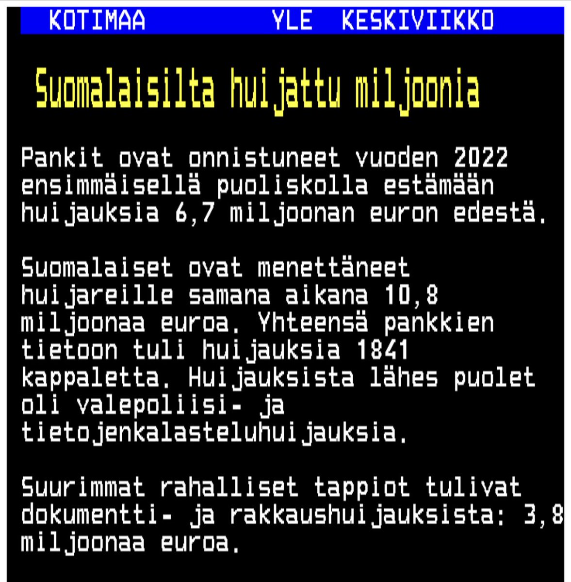 FCTFranz's tweet photo. YLE uutisoi suomalaisiin kohdistuneista huijauksista. Hienoa, että veronmaksajat  pidetään tietoisina, mutta tämä ”huijaus” on noin promille Fortum/Uniper liiketoimien tuloksista. https://t.co/uaxCXrzuFj
