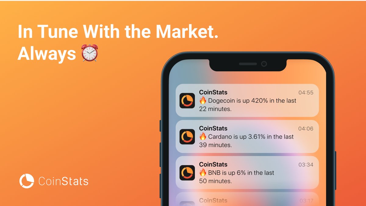 Stay glued to your screen no more. @coinstats will notify you of important price actions. 

P.S.: Is this your dream screen?