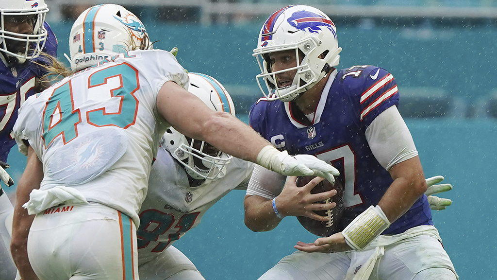 AroundTheNFL's tweet photo. In a matchup of two 2-0 teams, will Tua Tagovailoa's Dolphins upset Josh Allen's Bills? @TheNickShook spotlights five underdogs who could knock off favorites in Week 3 of the 2022 regular season

https://t.co/hghXqlfVko https://t.co/9ZC3XP4PW8