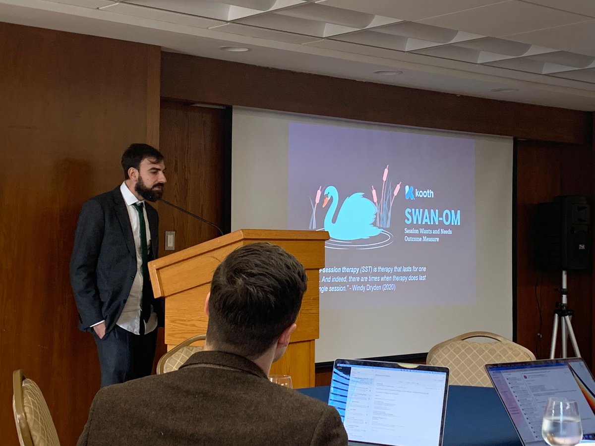 aaronsefi's tweet photo. A brilliant final #isrii11 session from Santi on validation of @kooth_plc SWAN-OM 🦢 Single session measure for children and young people, amam invaluable resource to demonstrate outcomes in digital mental health https://t.co/r9oOdlmVPP