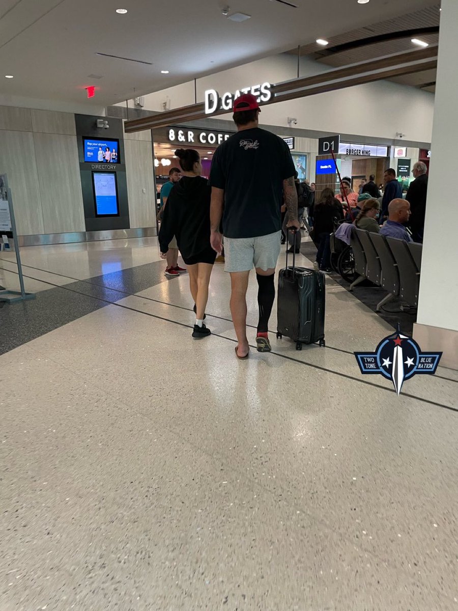 Taylor Lewan caught running through the airport. No limp. Did 4 pass sets at the Hudson News store. Said his shoulder feels fine. Took a dump in the second D gate bathroom.