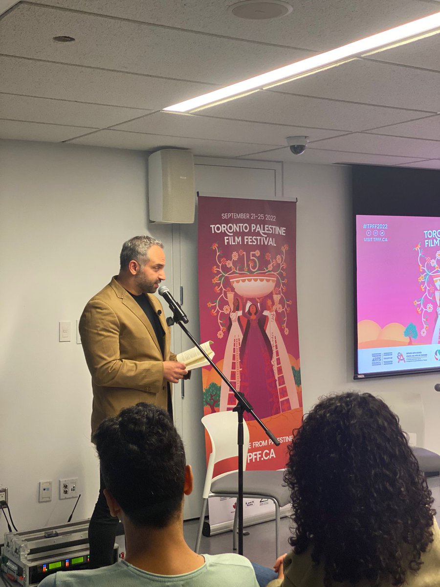 TPFF's tweet photo. TPFF Day 1: Book Launch of Her First Palestinian by @saeedteebi in conversation with @_hudahassan.  A beautiful &amp; thoughtful start to #TPFF2022. Buy this book! See you tomorrow for Opening Night Film Beirut Eye of the Storm &amp; Weaving in Light art exhibition opening. https://t.co/YWsLO2cfbw