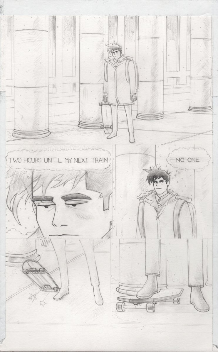 AndrewAvocado's tweet photo. 'Open World' 
Page 1, pencil on paper. Comic in progress, beginning watercolor &amp; gouache next. #comic https://t.co/Z6XFWuJIPd