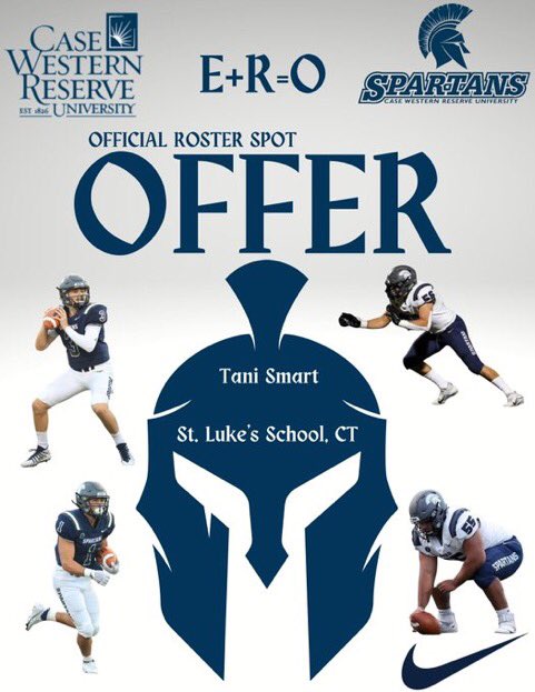 TaniSmart1's tweet photo. After a great call with @cam_brown44 I am excited to announce I have received an offer of support through the admissions process at Case Western Reserve University!  @SLStormFootball https://t.co/R9ovnYbAbY