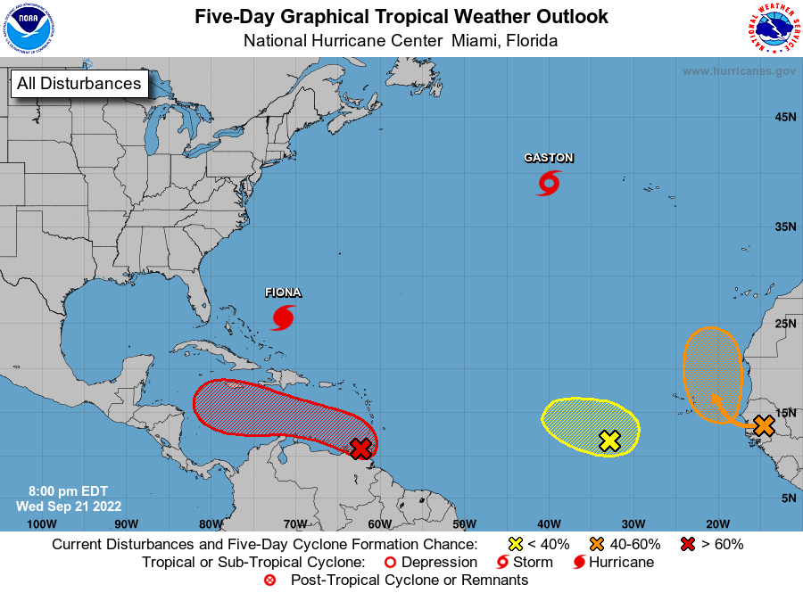 weatherjamaica's tweet photo. Attention! The U.S. National Hurricane Center now has Jamaica in the area shaded for possible development of this strong tropical wave into a Tropical Storm or Hurricane during the next five days. The next names on the list are Hermine and Ian. Stay alert! https://t.co/OuWTO3E2tY