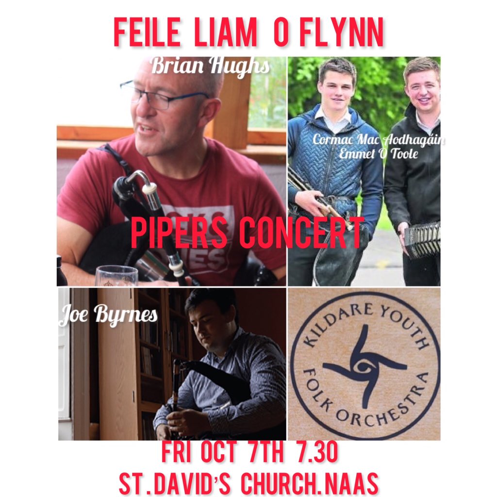 Kildare pipers and Kildare Youth Folk Orchestra for Opening Concert of Féile Liam O Flynn weekend on Friday October 7th to 9th 
Bígí Linn