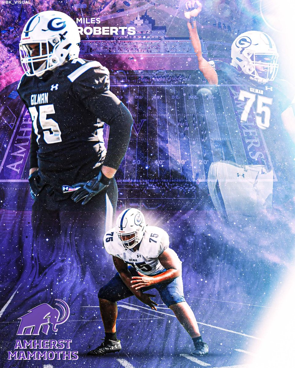 MilesRoberts75's tweet photo. Excited to announce my commitment to the admissions process at Amherst College!!Thank you to my family, teammates, and coaches who have helped me! Special thanks to my parents, @CoachVanZile, and @Bigbreen51 for guiding me through this process! 
@gilman_football @CoachEJMills https://t.co/XHBqMMZmd9