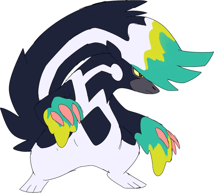 Messed with that graffiti skunk fakemon and tried leaning more into a house painter vibe. I like it but the tail on head reminds me too much of skuntank but I also don't wanna get rid of it. 