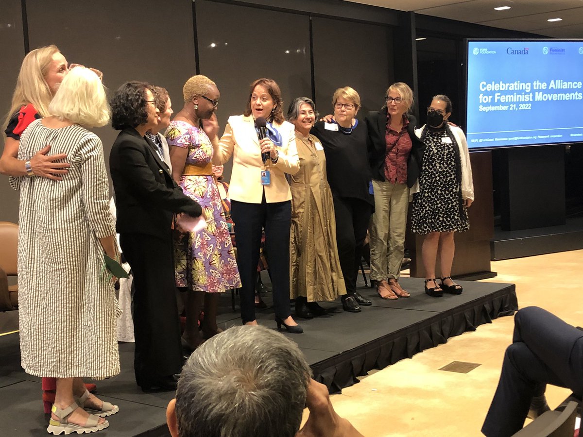 An amazing, spontaneous moment as <a href="/marthadelgado/">Martha Delgado</a> scraps her speech and calls on stage those who were present at the Beijing 1995 conference, celebrating the endurance of their fight and the energy created by the new initiatives we’re still dreaming up today 🥹#GenerationEquality