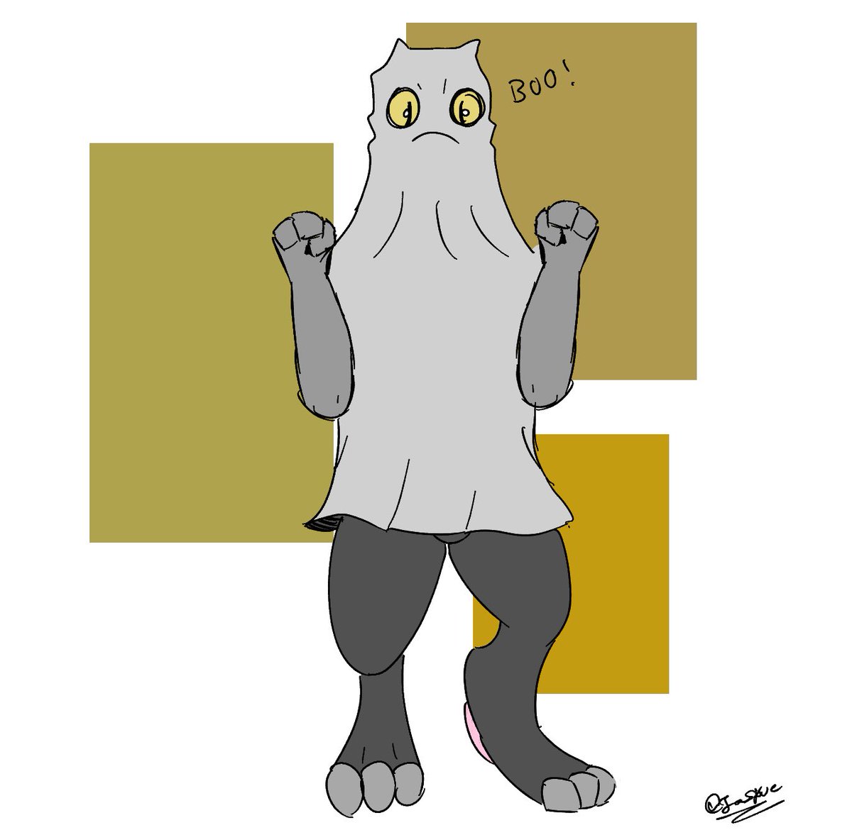 Joskue_'s tweet photo. With the new design i made it’s taking a while to get used to but eh, ima post white whatever I’m happy with so here’s joskue in a horrible ghost costume https://t.co/zhGzdyRi84