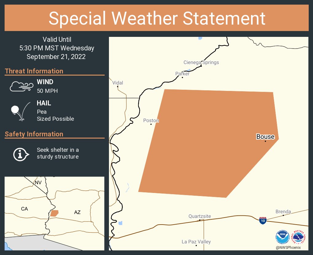 NWS Phoenix on Twitter "A special weather statement has been issued