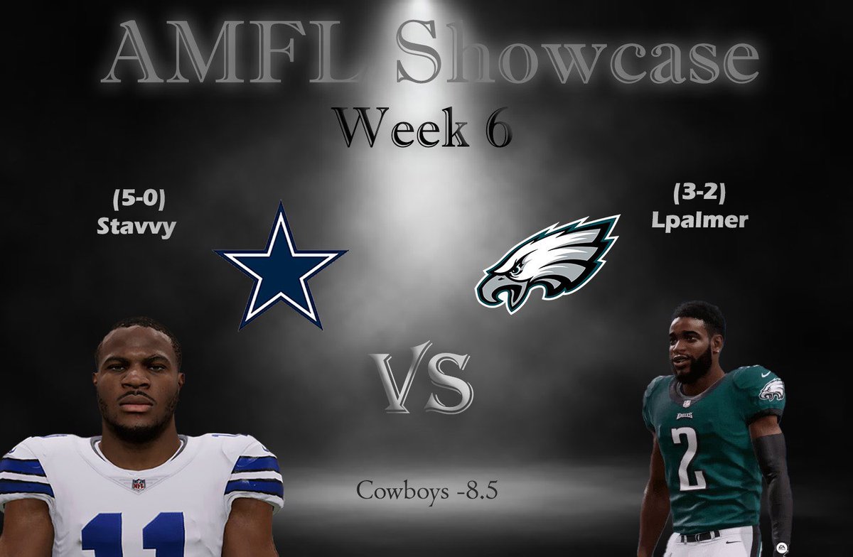 AMFL_Eagles's tweet photo. Big Divisional Matchup this week. Can we take down the #1 ranked and undefeated Cowboys….Find out tonight at 9 pm est as we go Live here in the AMFL!!! https://t.co/Cmy1aGQvuG
@AMFLsimleague @LeagueCrawler @LCrawlerShow @APEX_Madden @ESPN_Esports @amfl_nola2728 @Sp3dRock4 https://t.co/JIP1RPZfkw