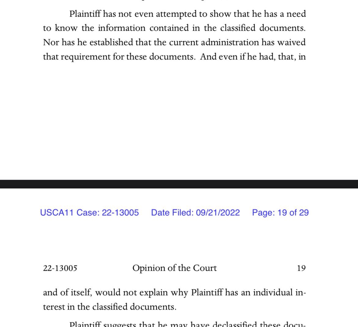 #TrumpsBadDay #TrumpMeltdown #TrumpCrimeFamily 

Trump destroyed by the 11th Circuit in one succinct paragraph: