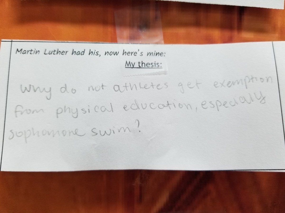 ITeachHist's tweet photo. @NeuquaValley #APEuro students recreate Martin Luther's nailing of the 95 Theses to the church door by sharing some of their own. https://t.co/HUnn4UJFn0
