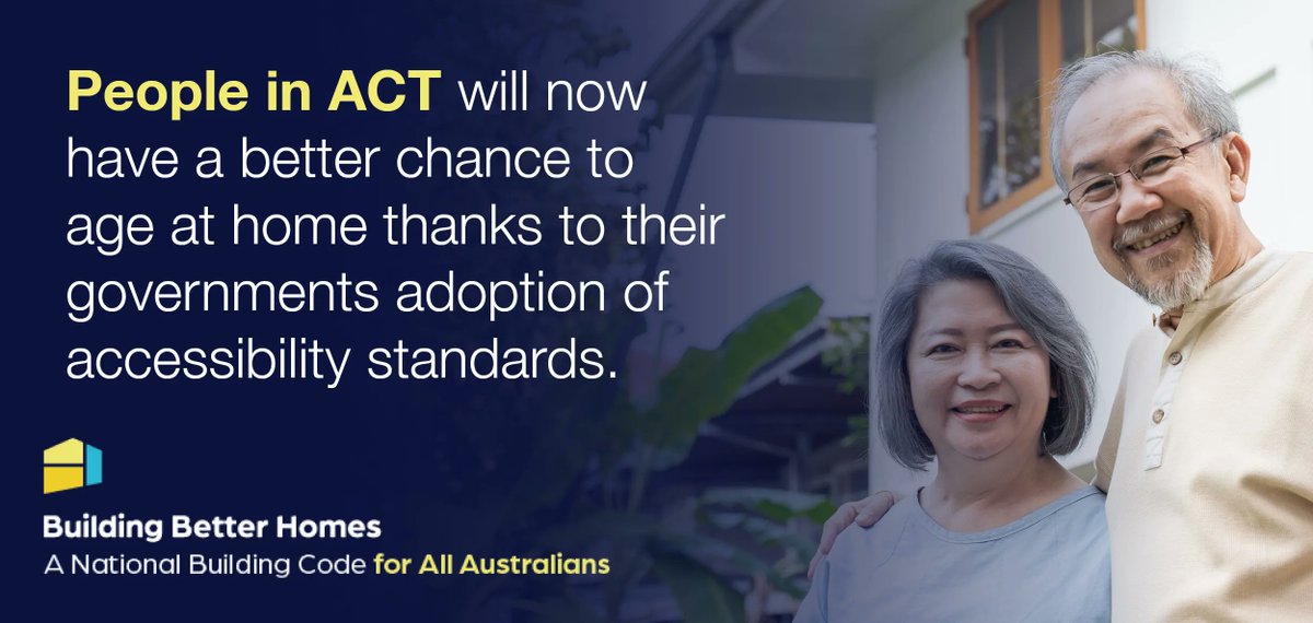Thank you Minister <a href="/RebeccaVassarot/">Rebecca Vassarotti MLA for Kurrajong</a> for agreeing to the National Construction Code, ensuring older #ACT residents have greater access to appropriate housing support, and the option to remain in their own home, rather than enter aged care.