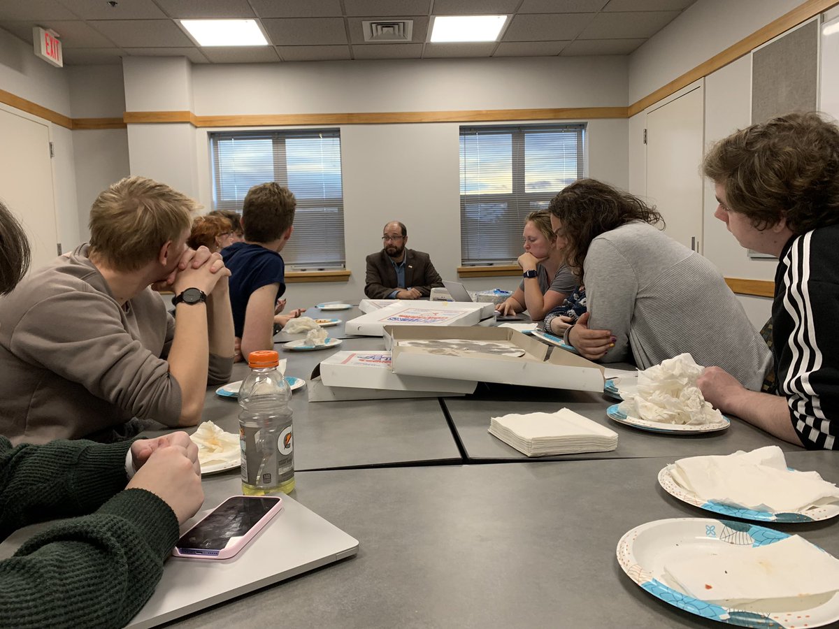 KSCDemocrats's tweet photo. We had a great meeting tonight featuring pizza and a visit from Keene State History Professor Nick Germana. Germana is running for NH State House Seat Cheshire 1, and he had a great chat with our members about NH Politics! #NHPolitics #NHStateHouse #NHDemocrats https://t.co/DnPNzPFCEn