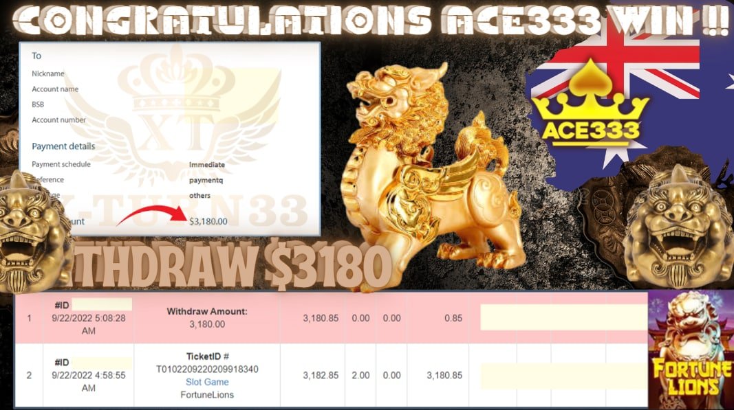 Xturn33's tweet photo. Congratulation To Player Get BIG WIN ❗️❗️❗️

🎮Product : ACE333
🎰Game Tips : FORTUNE LIONS
💵Withdraw :  AUD  3180

► Player Deposit AUD 100
► Player Make Withdraw AUD 3180

Lowest Offers In Market  
Low Bonus Low Risk High Return

Find Us On
https://t.co/0Sx6INbjW5 https://t.co/h7T622E5Sb