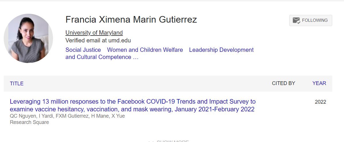 commTHRIVESlab's tweet photo. Congratulations to lab member @gu1_marin on her first publication! "Leveraging 13 million responses to the Facebook COVID-19 Trends and Impact Survey to examine vaccine hesitancy, vaccination, and mask wearing, January 2021-February 2022" read it here: 10.21203/rs.3.rs-1712246/v1 https://t.co/qznwPX48Vi