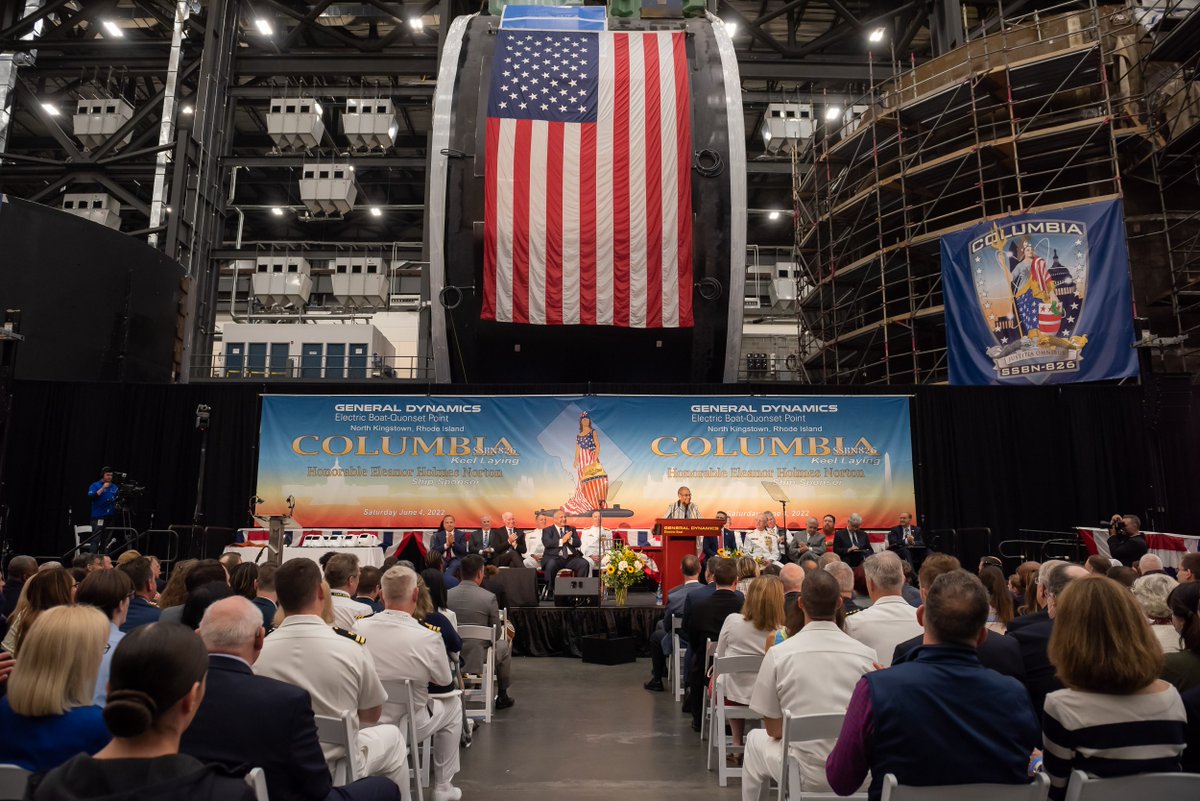 #OTD in 2017, the Navy awards a $5.1 billion contract to Electric Boat for Integrated Product and Process Development of the Columbia-class ballistic-missile submarine. In picture, the keel is laid for the first Columbia-class submarine, USS District of Columbia, June 4, 2022.