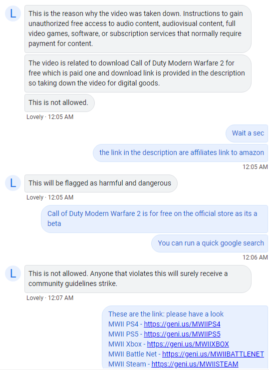 ModernCentric's tweet photo. My video on 'How to download the #MWII beta on battle net' was taken down as I apparently showed how to gain unauthorized access to the beta. Later they even said that Amazon affiliate link may have violated @YouTube's Policy. https://t.co/BDP8FwdP53