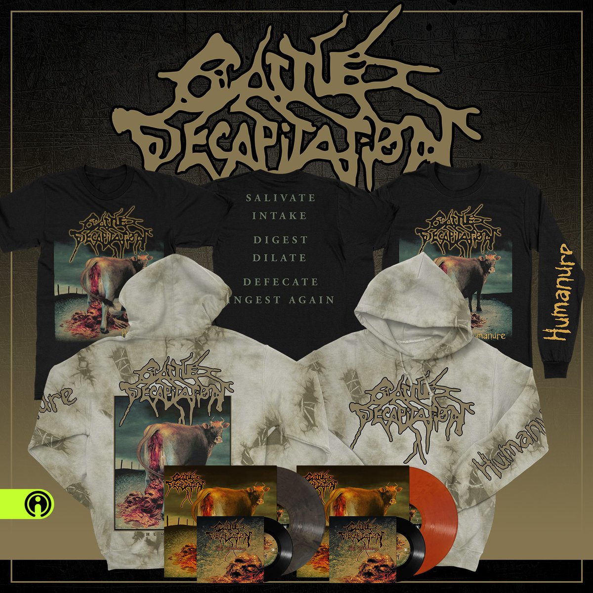 Cattle Decapitation 'Humanure' 12' Vinyl + 7' Vinyl AVAILABLE NOW!!! Also dropped an AWESOME Deluxe Limited Edition Tye Die Humanure Hoodie strictly limited to 100 units and Humanure T-Shirts and Longsleeves! ORDER HERE: indiemerch.com/cattledecap #cattledecapitation #humanure