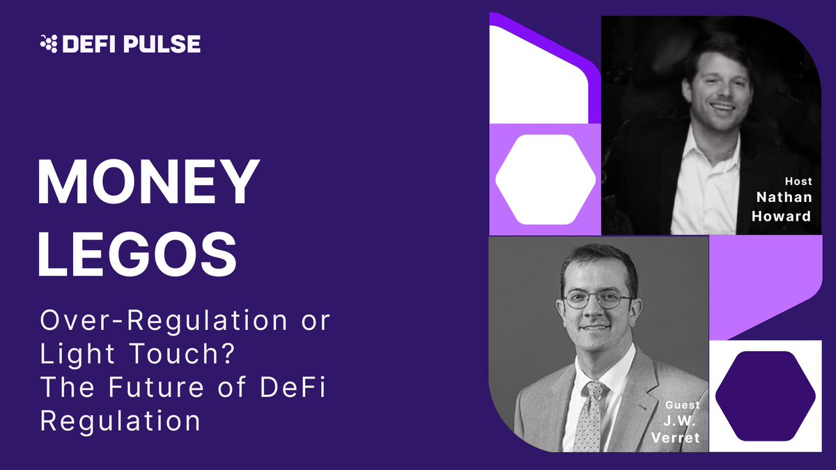 Join host <a href="/fallow8DeFi/">Nathan Howard</a> as we kick off Money Legos: Building the Financial Infrastructure of the Future.

The first topic is a hot one— the future of DeFi Regulation w/ Blockchain Law Professor <a href="/JWVerret/">BlockProf</a>. 

🗓Sept 27  ⏰ 12pm EST/4pm UTC

Set a reminder: youtu.be/gkYXKUvvaNo