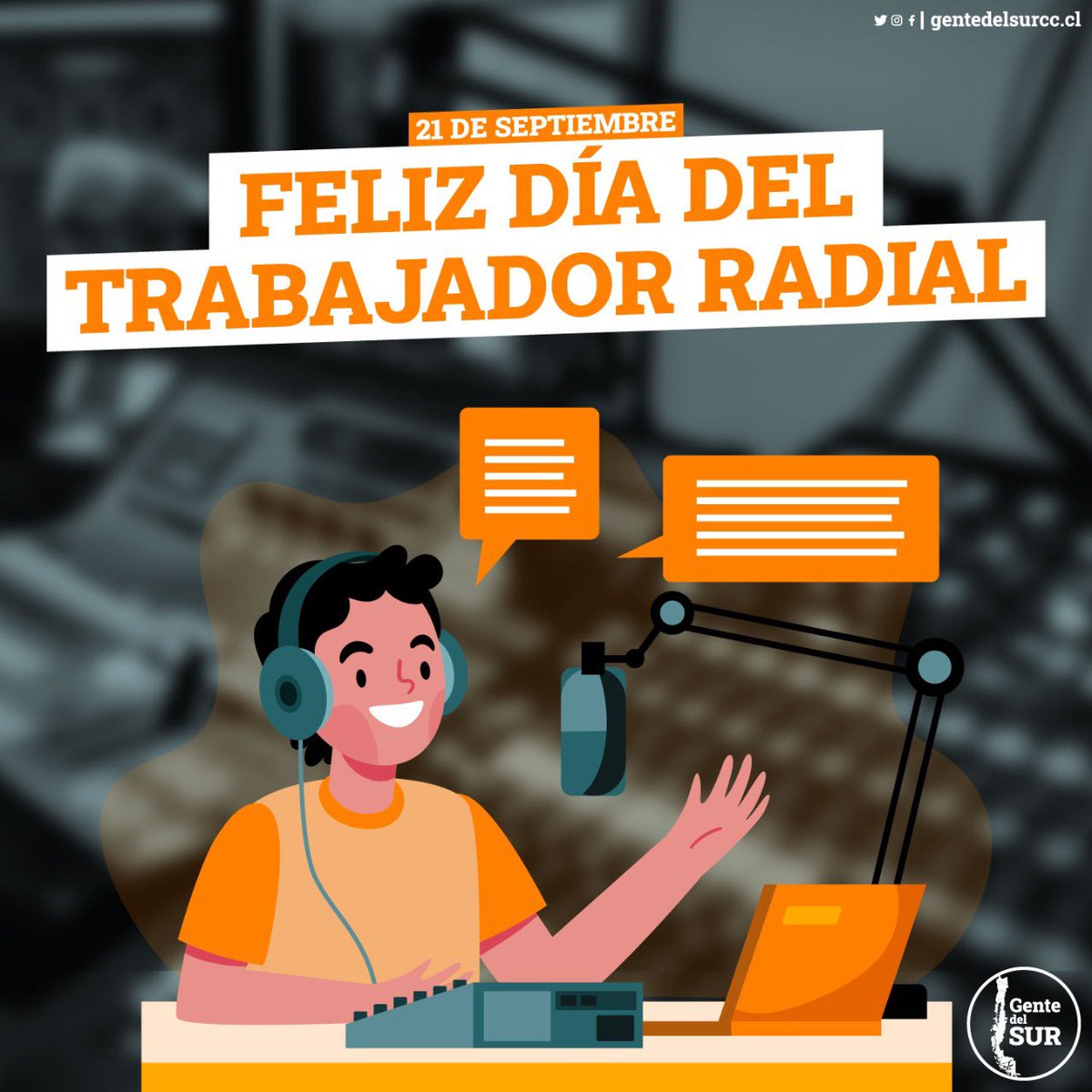 #GenteDelsur 👋 saluda a nuestros locutores🎙. Les enviamos un fuerte abrazo a todos los hombres y mujeres de radio desde La Araucanía a Magallanes.
La radio nos une y acorta las distancias en esta compleja geografía, donde todo es más difícil.

¡Feliz día del trabajador Radial!