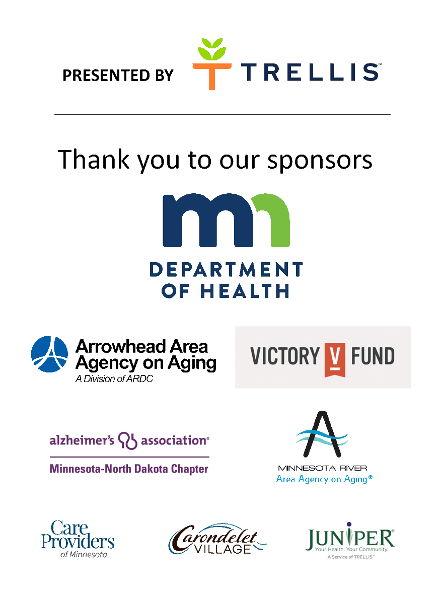 actonalz's tweet photo. We appreciate you! Thanks to our sponsors for the 2022 Dementia Friendly Community Summit: @mnhealth, @ArrowheadAAA, Victory Fund, @alzMNND   @MNRAAA Care Providers of MN, Carondolet Village, @yourjuniper. Join us Sept 29, 9:00 to 3:30. https://t.co/0oftz6u2VU https://t.co/mQsXeywVu8