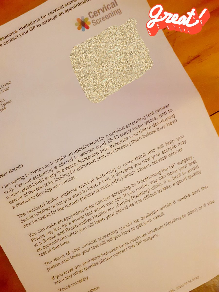 BrenC1Gyn's tweet photo. A timely invite for my Cervical Screen during Gynae Cancer Awareness Month. I would urge all ladies to make an appointment when they receive their invite. One of the best screening programmes we have 👍 https://t.co/LSCYn0r7g9