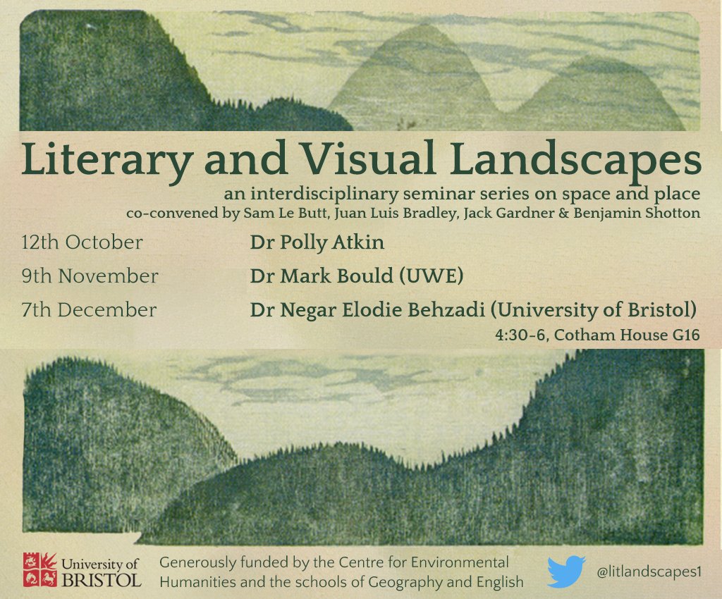 litlandscapes1's tweet photo. We're really excited to announce that our Literary and Visual Landscapes seminar series is back for 2022/23! You can find our schedule for TB1 here, featuring what promises to be a fascinating series of papers.

🎟️Get your tickets now on Eventbrite: https://t.co/jM5GKlPkPM https://t.co/L7uY6ye9Ey