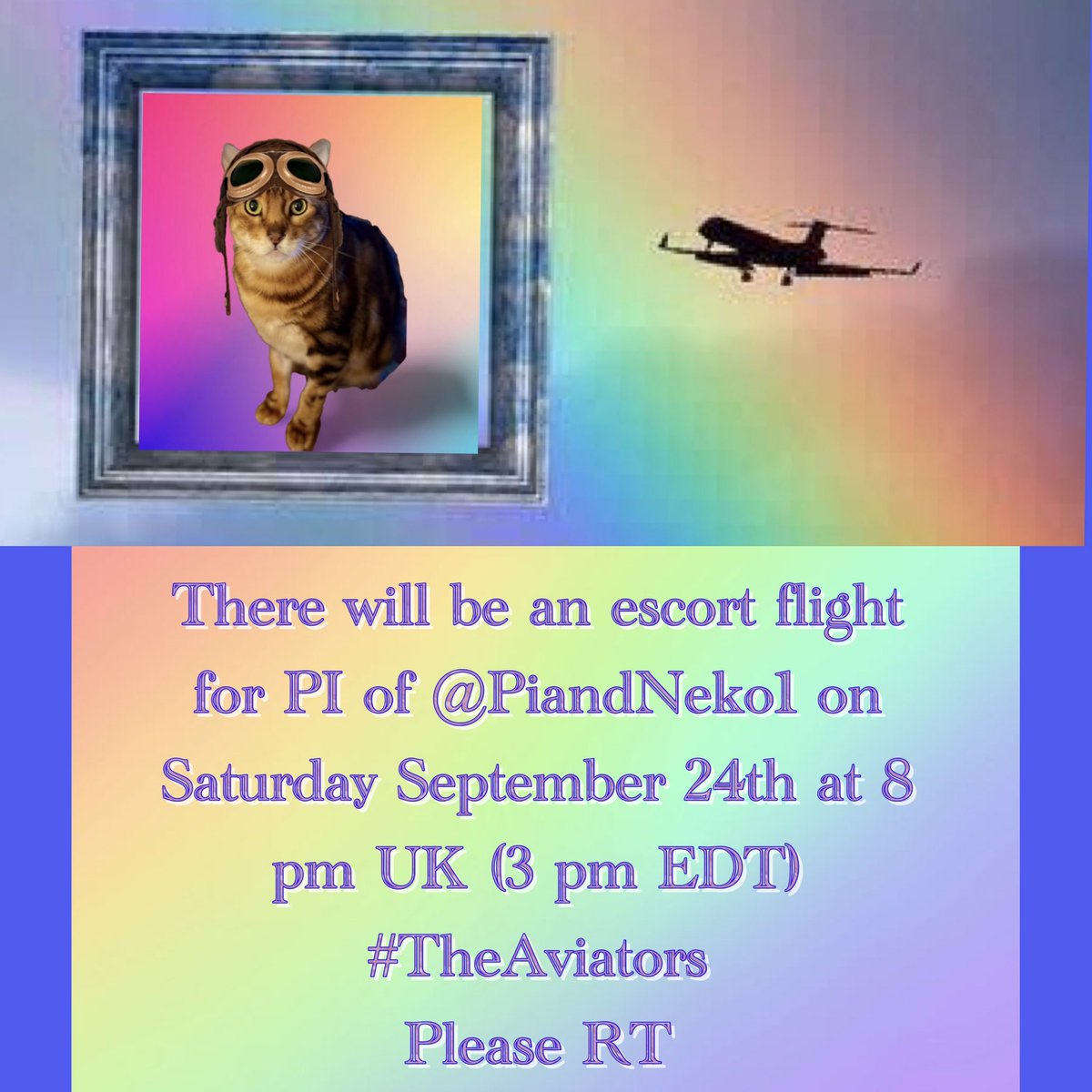 #TheAviators 
There wil be an Escort Flight this Saturday September 24th - 8pm UK time for our beloved Pi <a href="/PiandNeko1/">Neko ❤️’s PiBeansMiloCadwellCorkyFrankArchieTedPan</a> 😿🙏🏼❤️
Everyone welcome to join and guide Pi to the 🌈🐾bridge! Pls RT