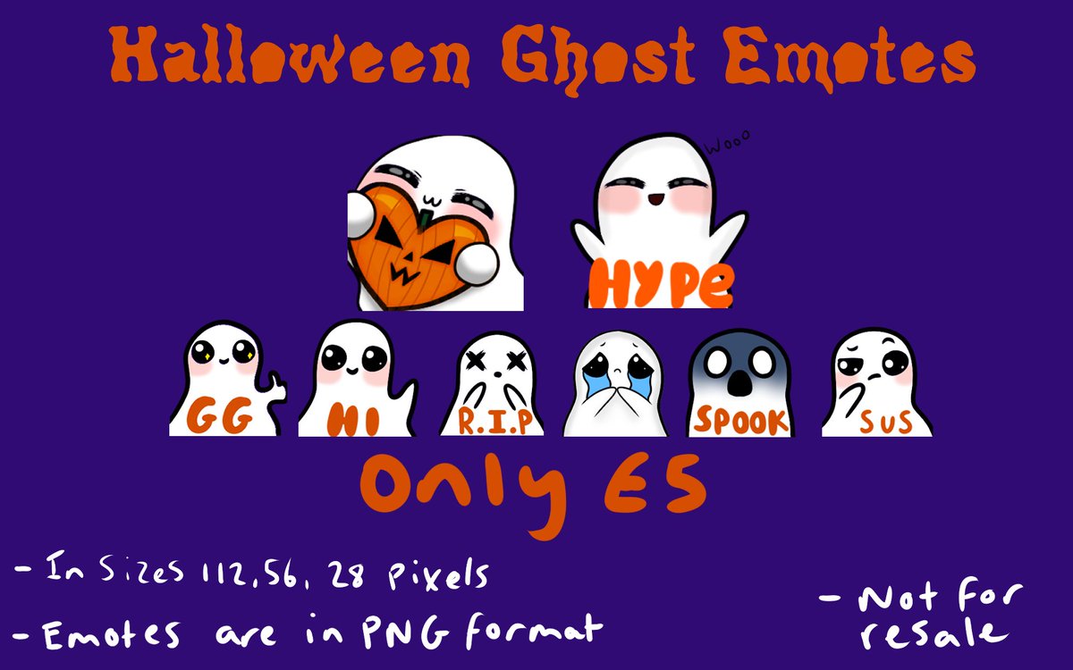 B0tR0w's tweet image. Hey y'all I have 8 spoopy ghostie Twitch and Discord emotes ready for the spooky season. You can get them for £5 from my Ko-Fi store ko-fi.com/s/505690210e

Retweets are appreciated :3

#twitch #twitchemotes #Discord #Halloween #spooky #spookymonth #ghosts #cute #emotes