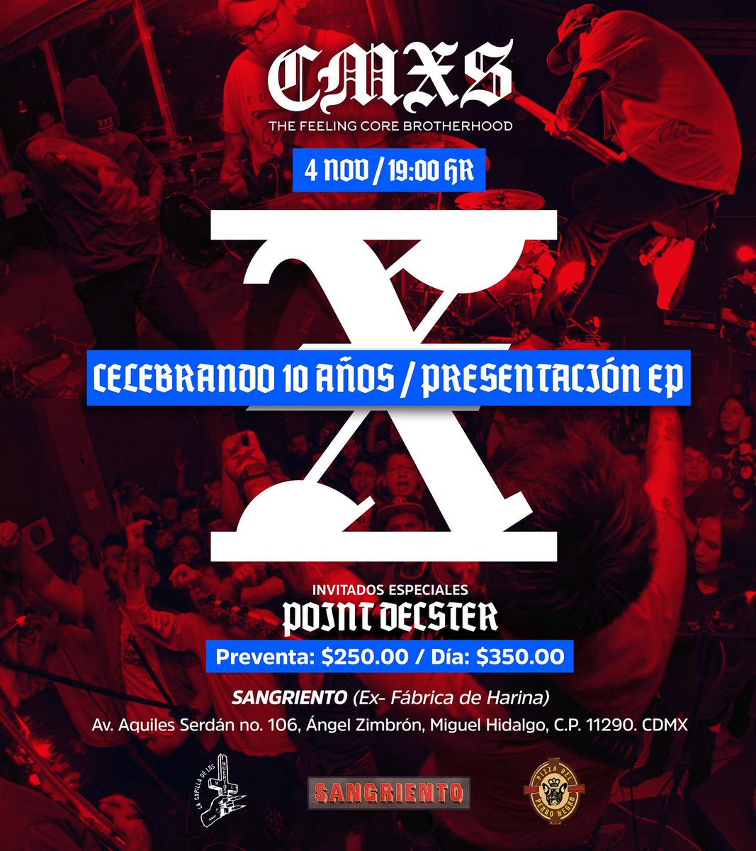 emedemedio's tweet photo. #Musica @camichesmx celebrarán 10 años de carrera con la presentación de su más reciente EP, CMXS, en Sangriento este 04 de noviembre.
Point Decster serán los invitados para abrir. Entradas disponibles en WEGOW.
#Conciertos #Camiches #CMXS #PunkRock #Emocore #Feelingcore https://t.co/KA4FGArwNg