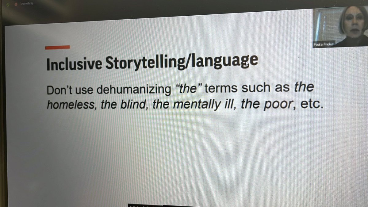 kindersteele's tweet photo. If we are not using inclusive storytelling in our reporting, we aren’t being accurate. #WhatsNewInAP #ACESAccelerate https://t.co/KZgtQsktvR