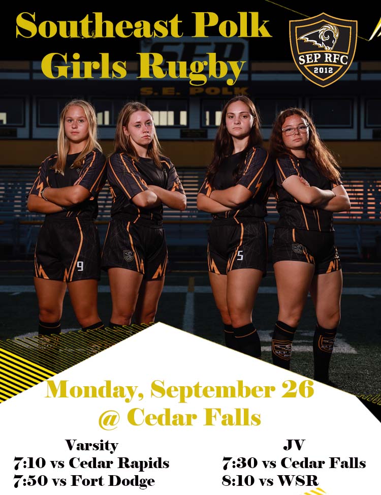 SEPRugbyClub's tweet photo. Who is ready for a road trip?  We are traveling to Cedar Falls on Monday for our first matches of the season.  Games are at Cedar Valley Soccer Complex. 3238 DeWitt Rd. Waterloo https://t.co/qzZdhTow7G