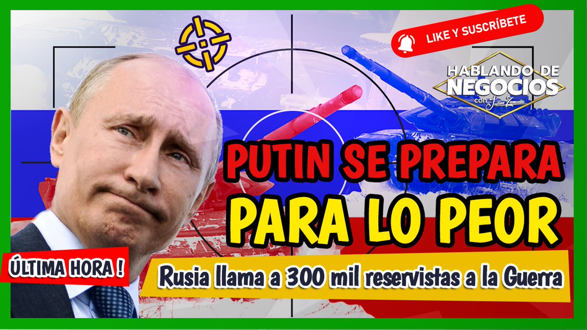 JulianZamudio's tweet photo. 👉🏻 NUEVO VIDEO ✅️ ... entérate de lo que está sucediendo en el mundo 🌍, Putín tomó una decisión que tiene los mercados con los pelos de punta, 😱, movilizar y convocar 300 mil reservistas y preparar los silos nucleares rusos ☢️⚠️.  Saludos 👍 🙏😇👍

 https://t.co/gGB1A45Lx5 https://t.co/n9oTtR8dIH